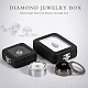 合金ジュエリーギフトボックス  小さな宝石用  ダイヤモンド収納  ベルベットのクッションと透明な窓付き  コラム  電気泳動黒  3.25x1.6cm  インナーサイズ：2.45センチメートル OBOX-WH0007-17A-6
