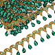 FINGERINSPIRE 9m Hanging Beads Fringe Lace (48.5mm) Wide Green Rhinestone Bead Fringe Trim Polyester Sewing Fringe Tassel Trim by The Yard for Handmade DIY Clothing Curtain Decor OCOR-WH0079-75A-1