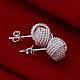 Flower Silver Color Plated Brass Stud Earrings EJEW-BB11932-6