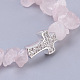 Rosa naturale perle di quarzo si estendono braccialetti BJEW-JB03926-01-2