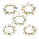 5pcs 5 perles de verre de couleur et fleur et ensemble de bracelets de charme de feuille acrylique BJEW-JB08908-1