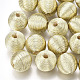 Perles de bois recouvertes de fil de cordon polyester WOVE-S117-16mm-04-2
