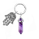 Natural Amethyst Bullet Keychains PW-WG42174-06-1