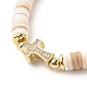 Bracelet extensible en perles heishi en pâte polymère pour femme BJEW-JB07207-04-4