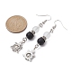 Natural Lava Rock Round Beaded Dangle Earrings EJEW-JE05476-3