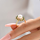 Brass Micro Pave Green Cubic Zirconia Flower Finger Ring KF3453-1-4