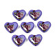 Flower Printed Opaque Acrylic Heart Beads SACR-S305-28-M03-1