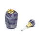 多面的な天然蛍石の開閉可能な香水瓶ペンダント  真鍮のパーツとガラスのエッセンシャルオイルのボトル  40~48x21~25mm  穴：1.2mm  ガラス瓶容量：3ml（0.101液量オンス）  宝石の容量：1ml（0.03液量オンス） G-E556-05E-3