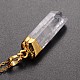 Brass Natural Crystal Pencil Pendant Necklaces NJEW-JN01141-3