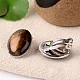 Natural Tiger Eye Oval Clip-on Earrings EJEW-J091-04-1
