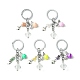 Porte-clés pendentif cœur en alliage et puces de pierres précieuses avec chamr en acrylique ange KEYC-JKC00541-1