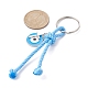 Porte-clés pendentifs en émail en alliage de zinc croix et mauvais œil KEYC-JKC00609-02-3