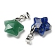 Natural & Synthetic Mixed Gemstone Star Charms with Platinum Plated Brass Snap on Bails KK-C034-04P-2