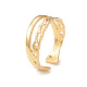 Ion Plating(IP) 304 Stainless Steel Double Line Open Cuff Ring for Women RJEW-I096-13G-1