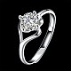 Adjustable 925 Sterling Silver Cubic Zirconia Finger Rings RJEW-BB20743-6-7