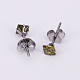 Square 304 Stainless Steel  Cubic Zirconia Stud Earrings EJEW-O070-05A-2