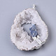 天然石ドゥルージーアゲートビッグサイズペンダント  エッジプラチナメッキ  天然カイヤナイト/シアナイト/ジセンとベイルに鉄スナップ  ナゲット  37~71x29~55x9~15mm  穴：4x6mm G-R458-05D-2
