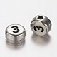 Flat Round Antique Silver Tone Alloy Number Beads PALLOY-K194-03AS-2