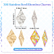 Beebeecraft 1 Box 30Pcs 3 Colors Rhombus Charms 18K Gold Plated Stainless Steel Textured Rhombus Shape Metal Pendant 32.5x18x1mm for DIY Necklace Bracelet Jewelry Making STAS-BBC0001-48-2