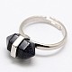 Personalized Unisex Adjustable Gemstone Bicone Rings RJEW-M004-02-2