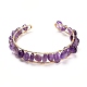 Nuggets Natural Mixed Gemstone Beads Bangle for Girl Women BJEW-JB06817-2