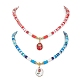 2-teiliges Halsketten-Set mit 2 Stilen aus legierter Emaille mit Blumenanhänger NJEW-JN04537-1