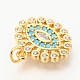 Brass Micro Pave Clear & Deep Sky Blue Cubic Zirconia Charms ZIRC-O036-13G-3