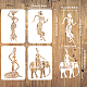Fingerinspire 4 pz stencil tribali africani 8.3x11.7 pollici donne tribali africane stencil plastica elefante indiano ballerino con vaso modelli stencil riutilizzabili fai da te arte e artigianato stencil per decorazioni in legno da parete DIY-WH0394-0130-2