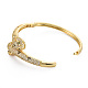 Brass Micro Pave Cubic Zirconia Snake Bangles for Women BJEW-Q700-006-NF-3