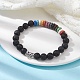 Bracelets extensibles en perles de lave naturelles teintes pour femmes BJEW-JB09665-2