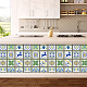 防水ポリ塩化ビニールのタイルのステッカー  キッチン・バスルーム防水壁タイル用  花模様の正方形  グリーン  100x100mm  12スタイル  3個/スタイル  36個/セット DIY-WH0454-006-5