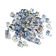 ツートンカラー透明ガラスビーズ  キューブ  スチールブルー  6x6x7mm  穴：1.4mm  約500個/袋 GLAA-NH0001-03G-1