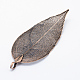 Brass Plated Natural Leaf Big Pendants KK-G321-K-16-2