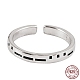925 anillo abierto grabado con código morse de plata esterlina para mujer FIND-PW0013-006A-1