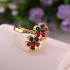 Trendy Flower Real 18K Gold Plated Tin Alloy Cubic Zirconia Rings for Women RJEW-BB14249-8-2