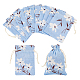 Pandahall elite 綿布パッキングポーチ20個  花柄巾着袋  コーンフラワーブルー  14x10cm AJEW-PH0004-61-1