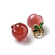 Natural Agate Peach Charms with Brass Jump Rings G-R489-39G-3