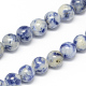 Brins de perles de jaspe de tache bleue naturelle, ronde, 4mm, Trou: 0.5mm, Environ 104 pcs/chapelet, 15.7 pouce