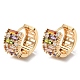 Brass with Colorful Cubic Zirconia Hoop Earrings EJEW-B035-27KCG-1