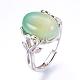 Adjustable Oval Natural Agate Finger Rings RJEW-P059-E01-3