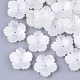 5花びらのプラスチック製ビーズキャップ  スモモの花  乳白色  25.5x26x7mm  穴：1.2mm KY-T015-21A-B03-1