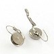 Flat Round Tray Smooth Surface 304 Stainless Steel Leverback Earring Findings STAS-R065-65-1