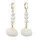Boucles d'oreilles pendantes en perles naturelles et coquillages en forme de coquille pour femmes EJEW-TA00302-1