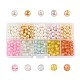 Barely Pink Mixed Baking Painted Crackle Glass & Glass Pearl Bead Sets HY-X0009-6mm-05-1