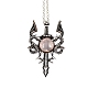 Collier pendentif épée de dragon en quartz rose naturel G-PW0004-67C-1