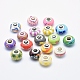 Handmade Polymer Clay European Beads, Large Hole Beads, Rondelle, Mixed Color, 13~16x8~11mm, Hole: 4.5~5mm