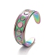 Ion Plating(IP) Rainbow Color 304 Stainless Steel Flat Round Pattern Open Cuff Ring for Women RJEW-C025-01M-1