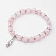 Natural Rose Quartz Charm Bracelets BJEW-N0017-J01-1