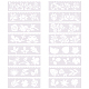 Gorgecraft 16pcs stencil di pittura di plastica 2 x 7 pollici piccolo reusabletemplate set laser cut graphics template flowers pattern for drawing diy diary graphics design bookmark righello DIY-CP0001-28-1