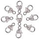 PandaHall Elite 10 Pcs Brass Heart Rhinestone Lobster Claw Clasps Cord End 25x13mm for Jewelry Making Finding Silver KK-PH0003-09S-1